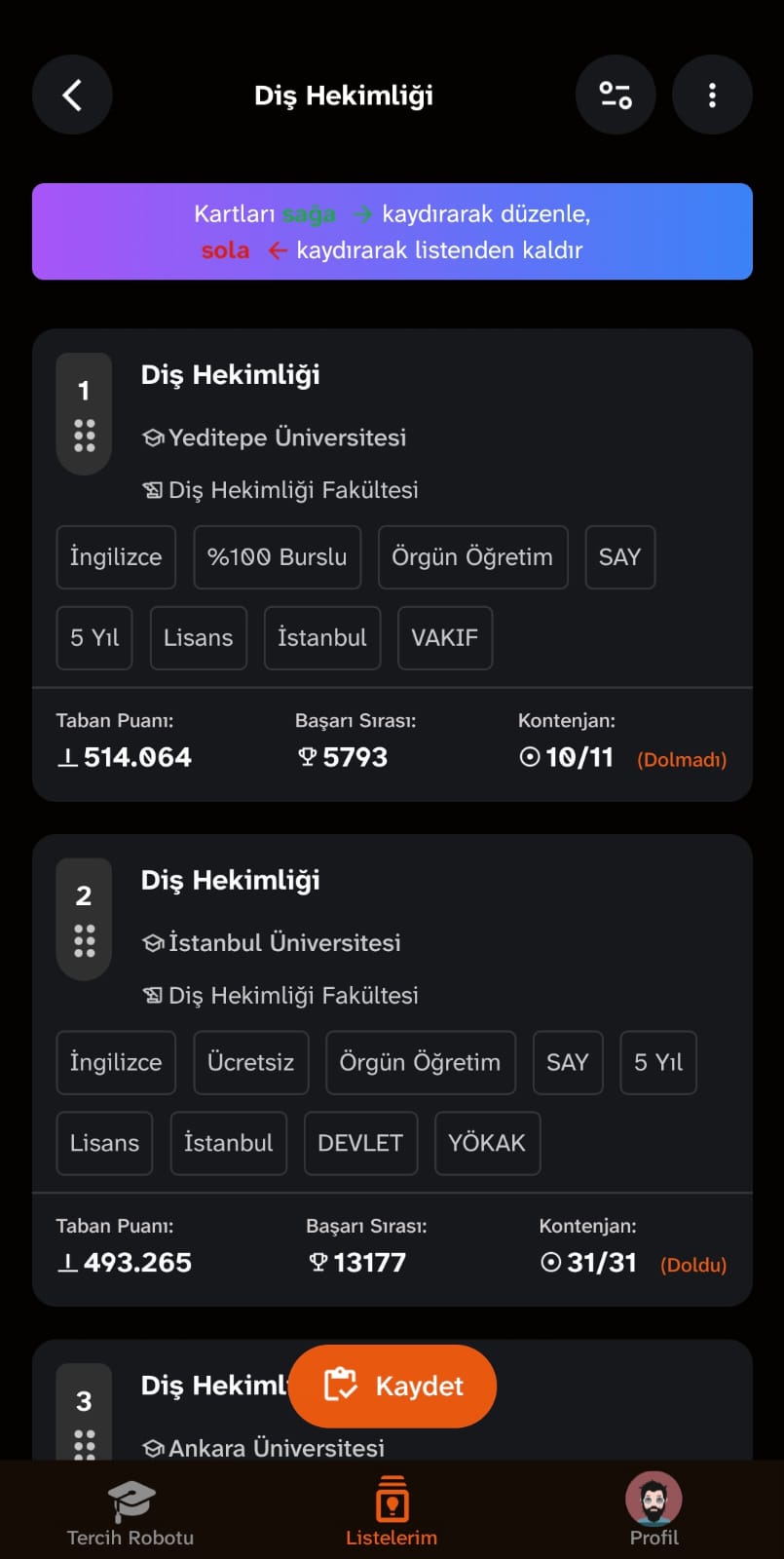 Okul Seçim Mobil Uygulama Ekran Görüntüsü